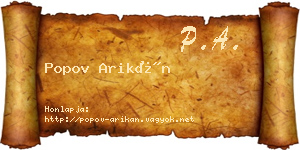 Popov Arikán névjegykártya